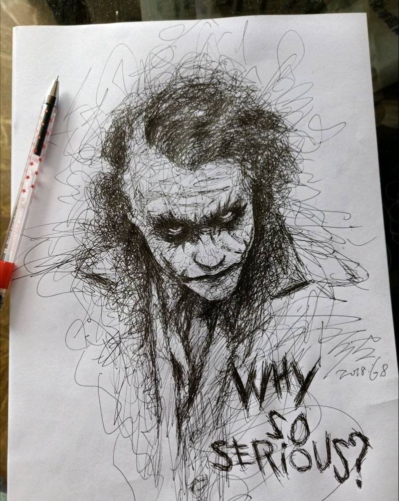 小丑纹身图片_肖像人物手稿纹身图案