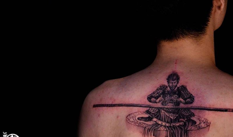 孙悟空纹身图片_成品手稿插画肖像写实清新人物鬼神动物纹身图案