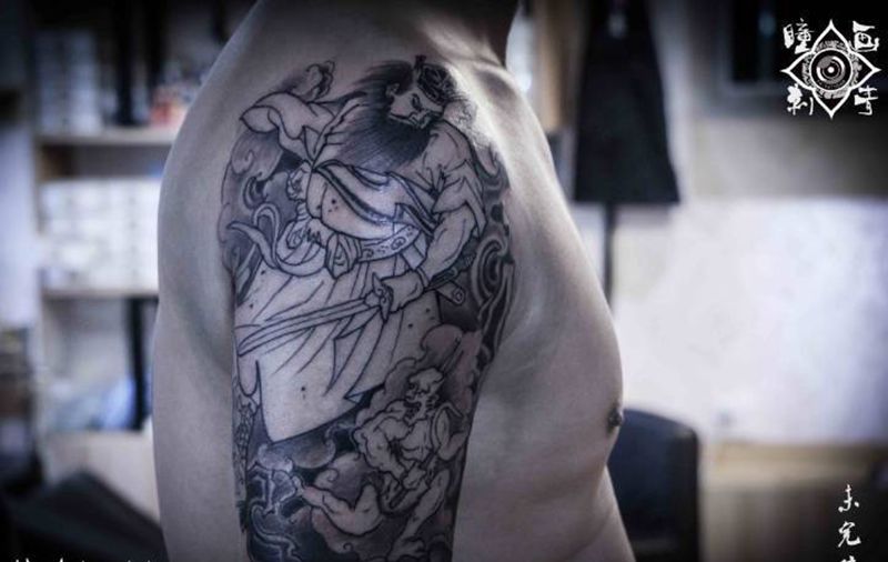 钟馗伏魔纹身图片