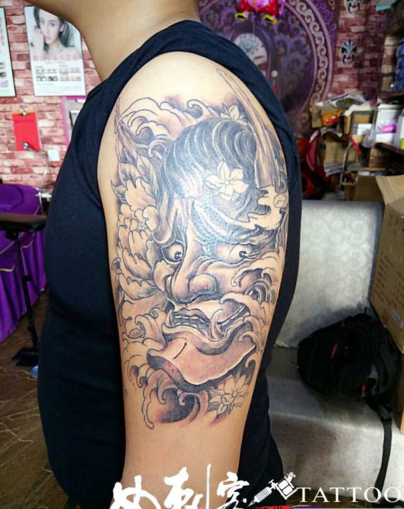 般若纹身图片_手臂传统鬼神般若纹身图案