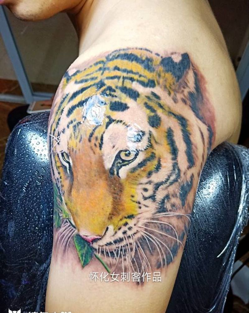 心有猛虎，细嗅玫瑰纹身图片_动物纹身图案