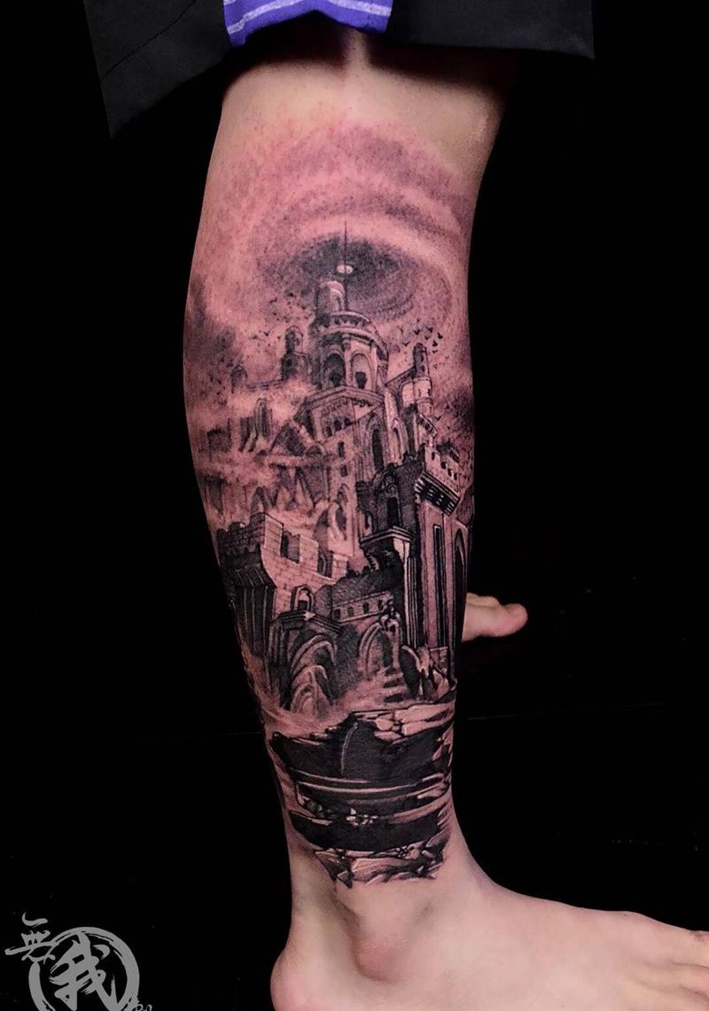 遮盖作品纹身图片_成品手稿插画腿部脚部欧美写实清新纹身图案