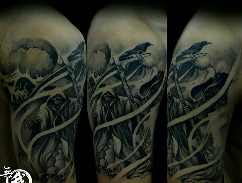 死神纹身图片_手臂手部欧美写实动物人物鬼神宗教原创纹身图案