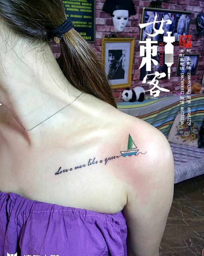 锁骨小英文纹身图片