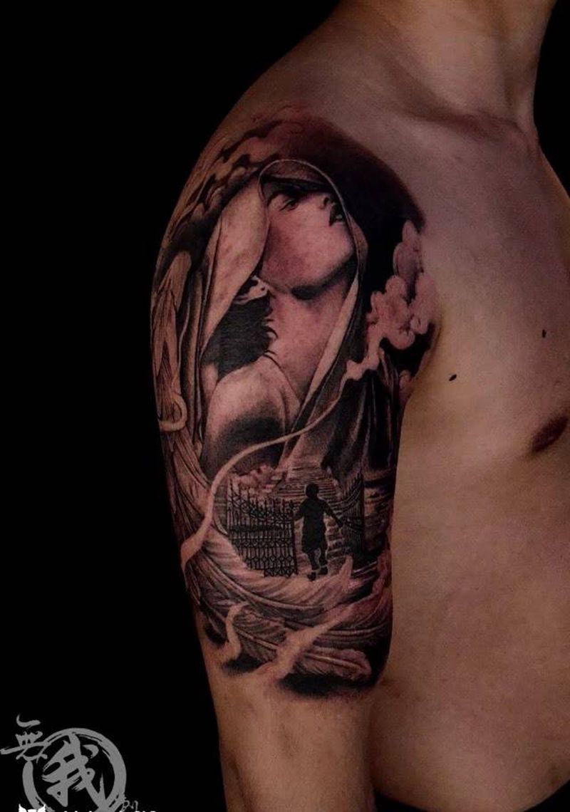 欧美作品纹身图片_成品手稿人物鬼神手部手臂纹身图案