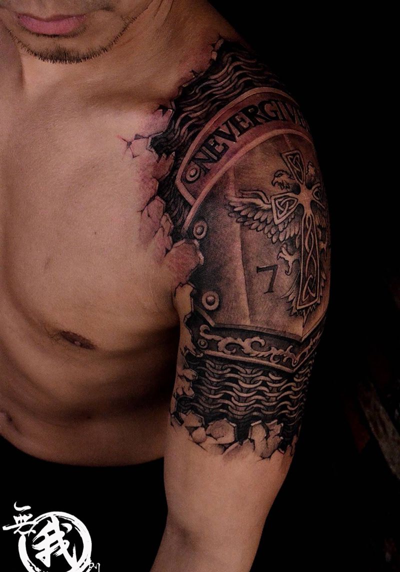 欧美作品纹身图片_手臂手部肩部颈部背部欧美写实成品纹身图案