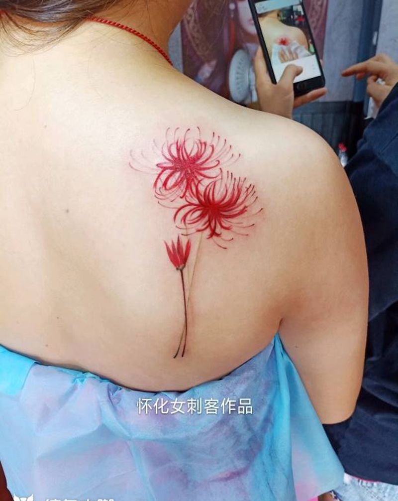 后肩纹身图片_植物图腾纹身图案