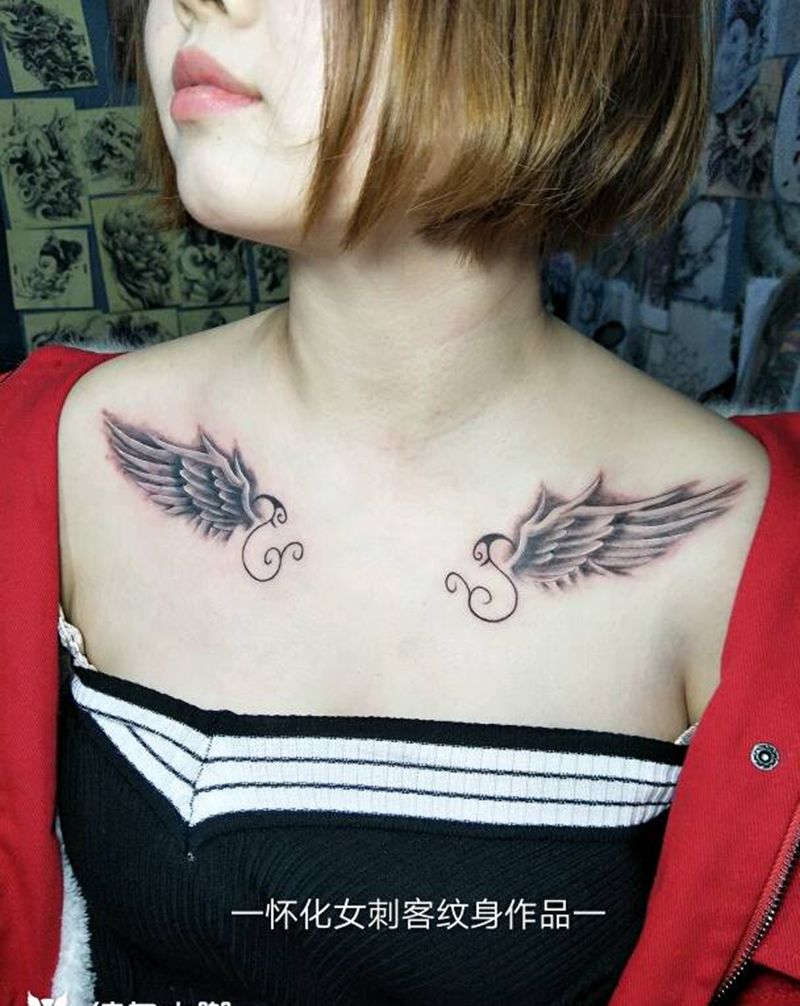 比翼双飞纹身图片_欧美清新纹身图案