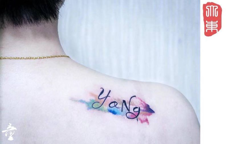 水彩英文纹身图片
