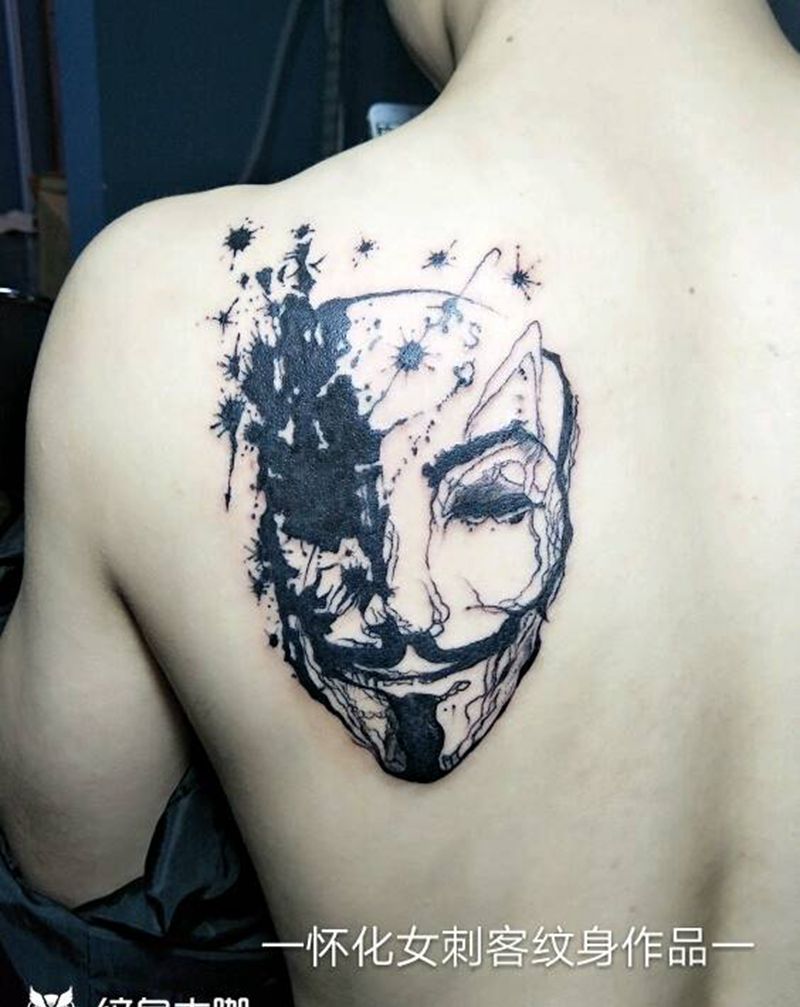 V字仇杀纹身图片