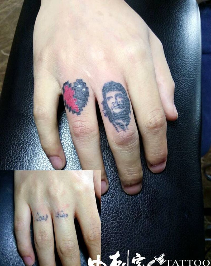 遮盖纹身图片_清新几何人物纹身图案