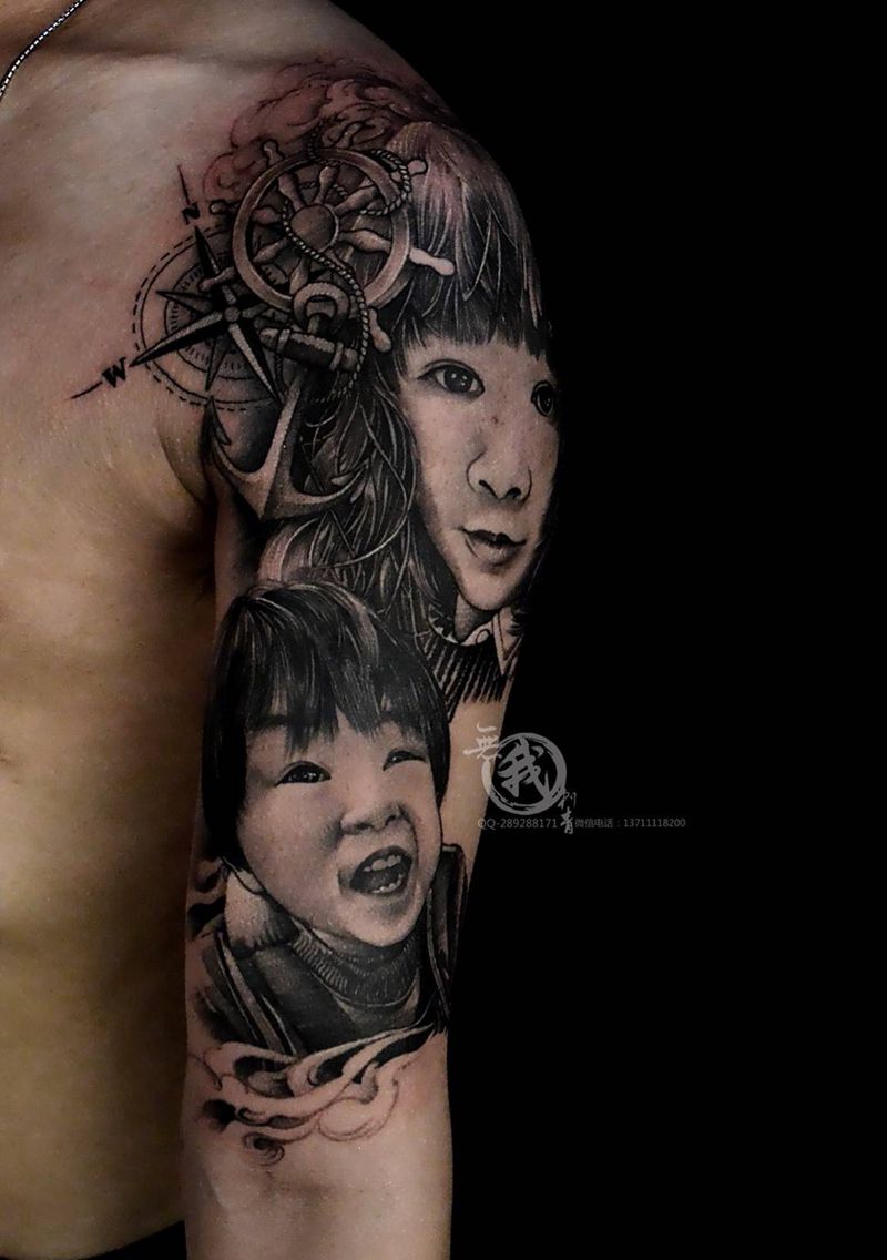 肖像纹身图片_成品手稿欧美写实肖像人物原创鬼神宗教手臂纹身图案