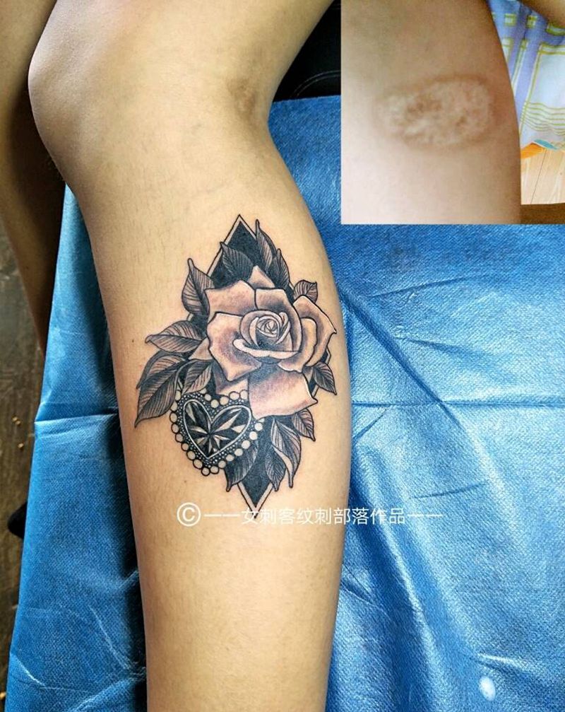 遮疤纹身图片_欧美几何遮盖纹身图案