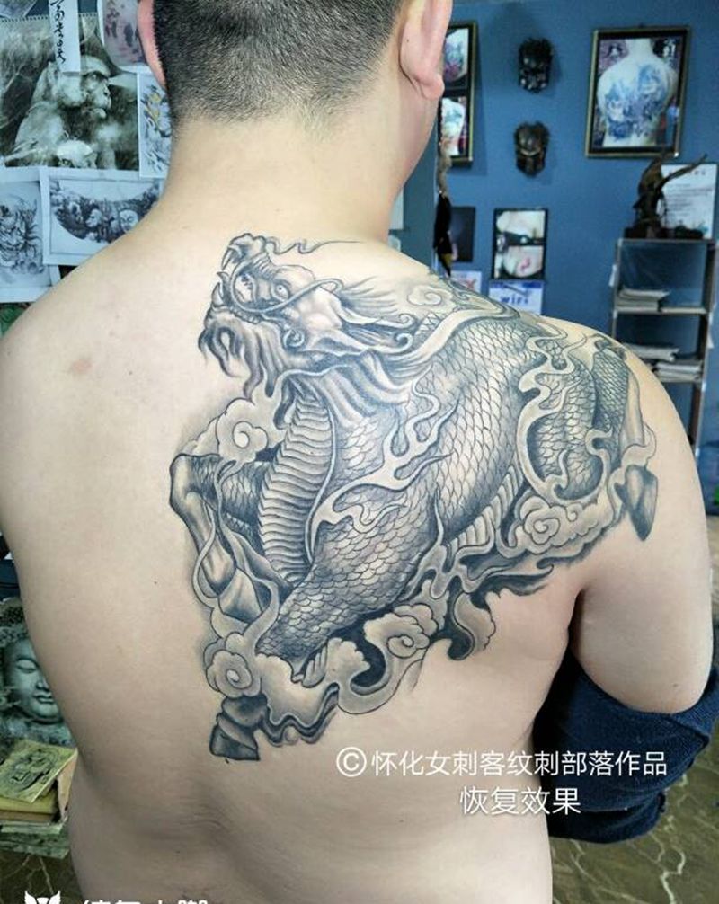 麒麟恢复效果纹身图片_传统纹身图案