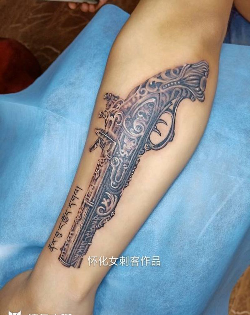 火枪手纹身图片_欧美写实纹身图案