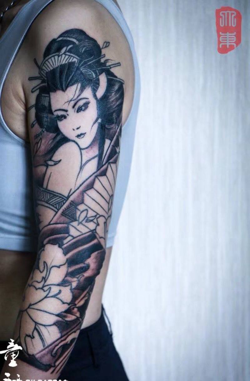 艺伎纹身图片