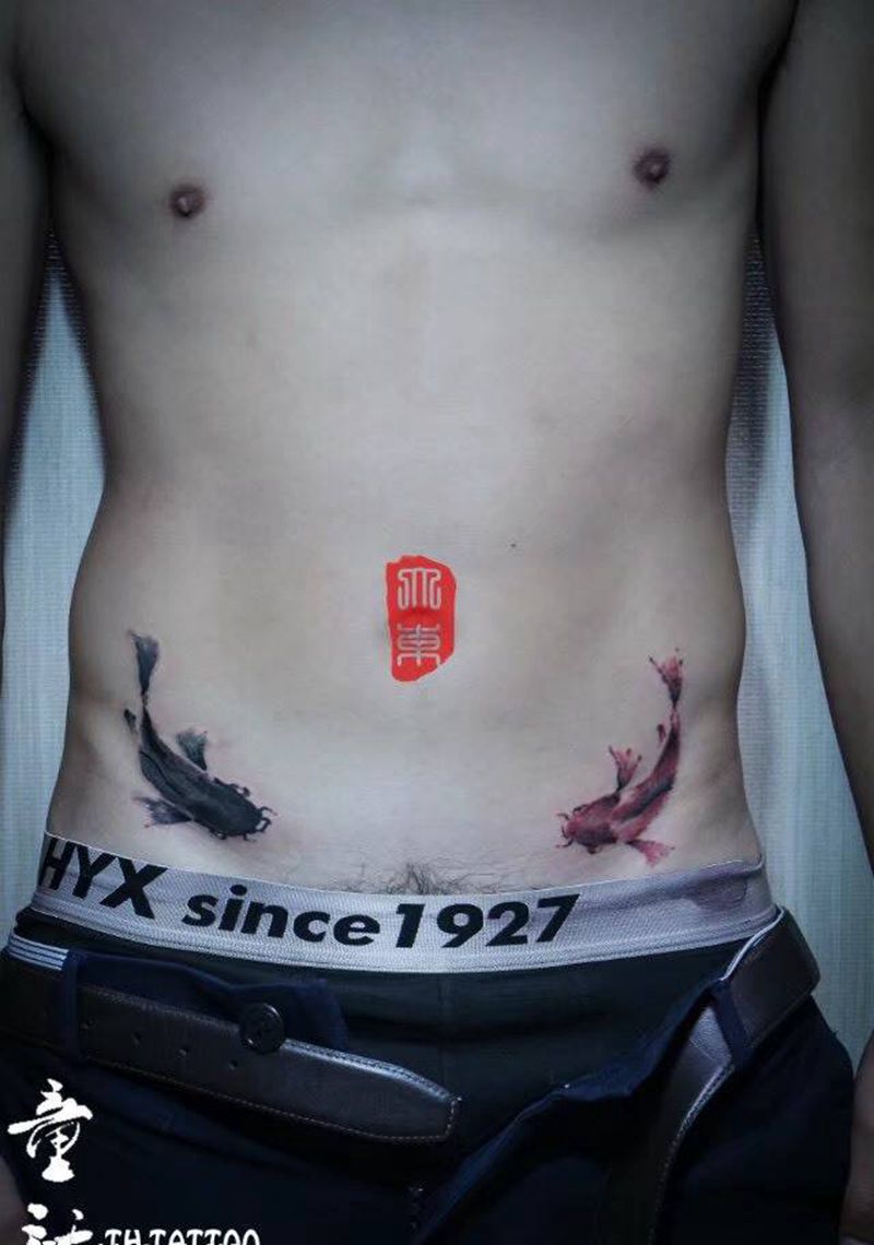 水墨鱼纹身图片