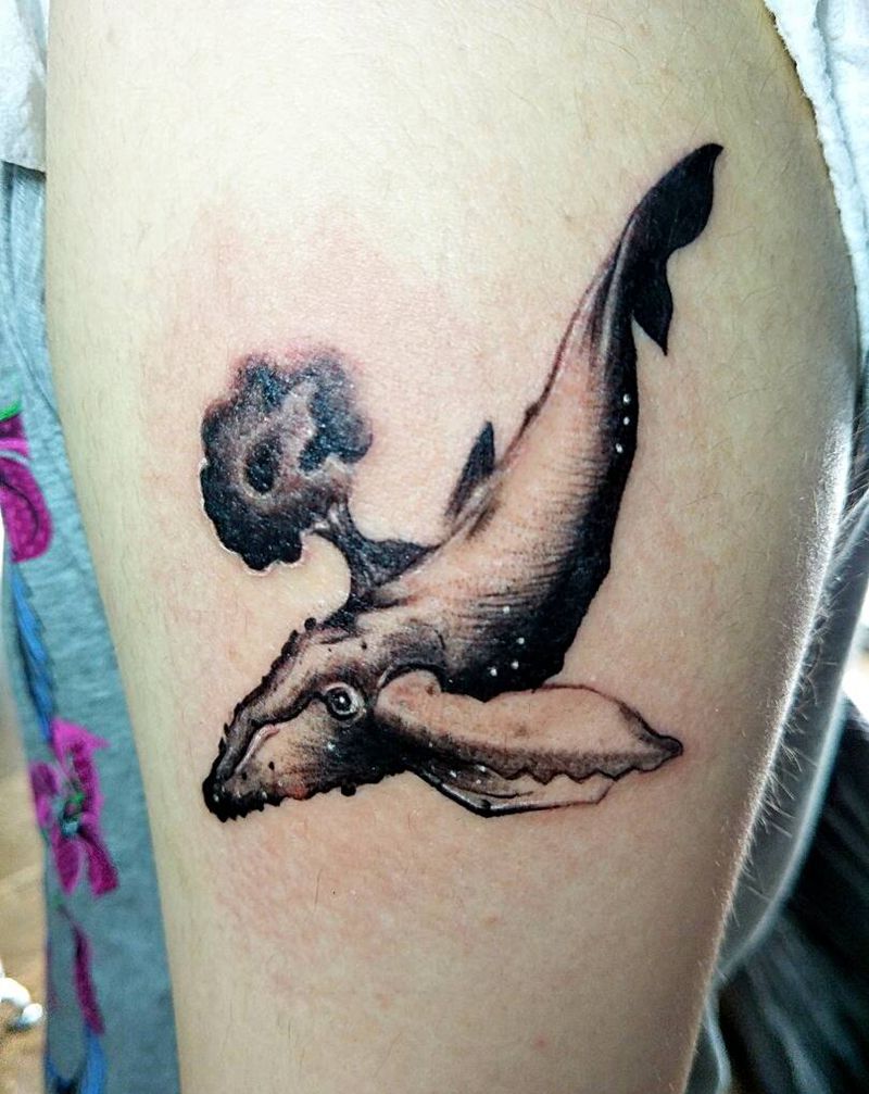 鲸鱼纹身图片_手臂欧美清新动物纹身图案