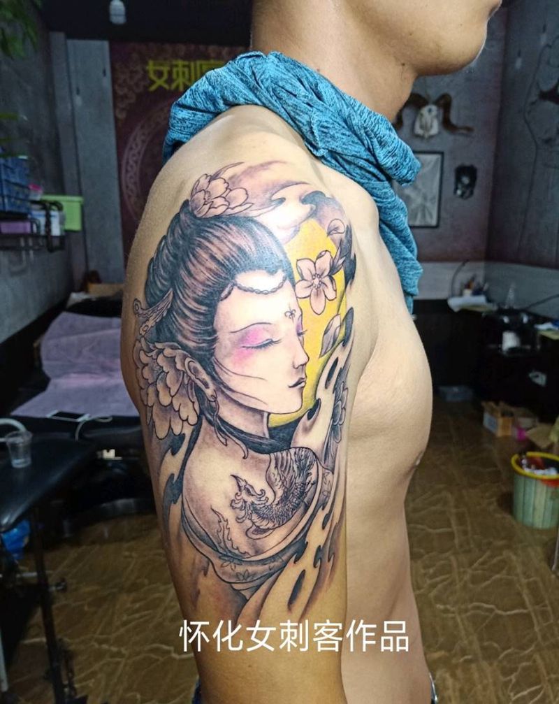 古美纹身图片_手臂传统人物纹身图案