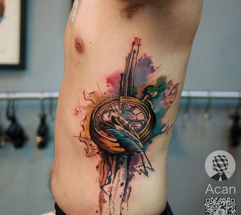 托表纹身图片_成品腰部欧美清新原创静物纹身图案