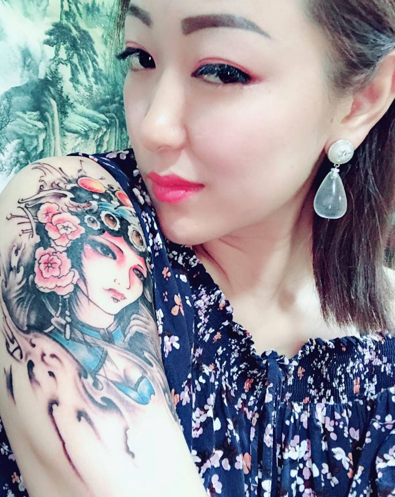 花旦纹身图片_成品手臂传统人物纹身图案