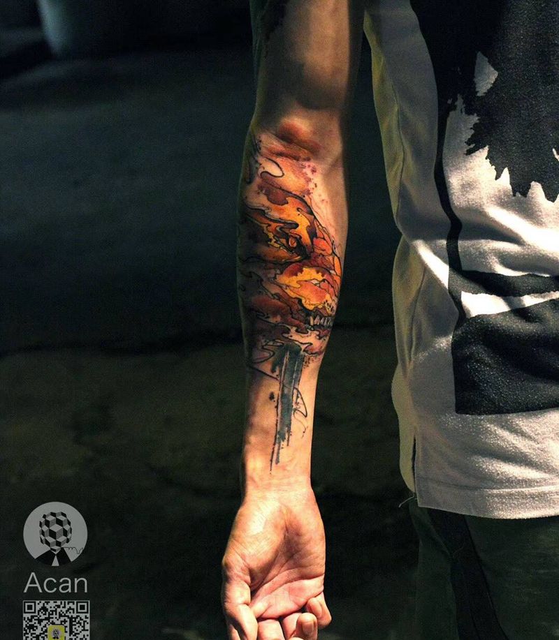 抽象派纹身图片_成品手臂清新原创纹身图案