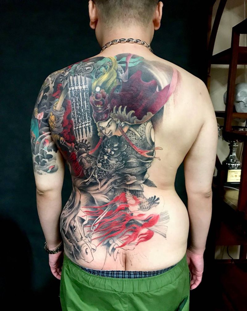赵云（遮盖未完待续纹身图片_背部新传统纹身图案