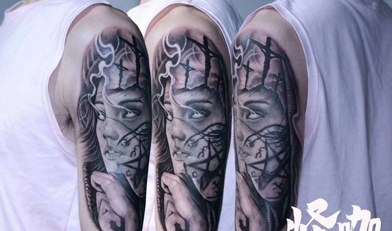 作品纹身图片_手臂欧美写实纹身图案