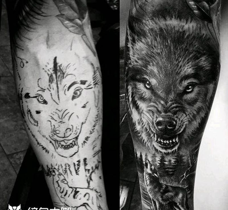 狼纹身图片