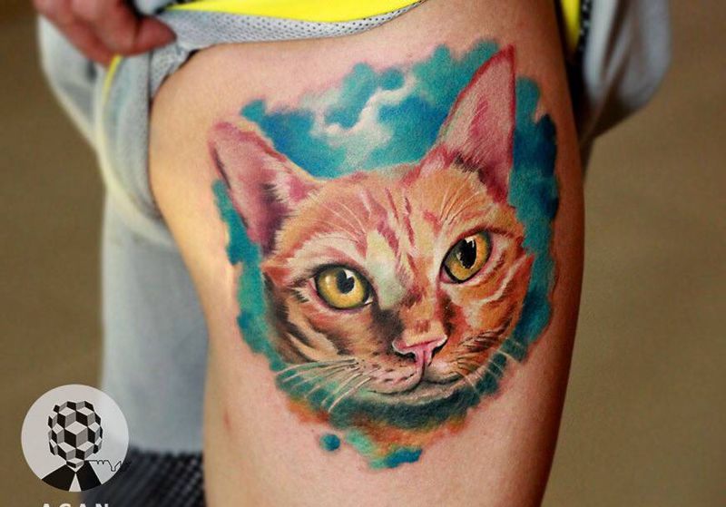 帮老顾客纹的喵纹身图片