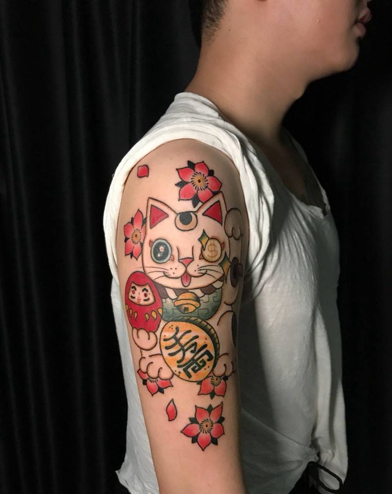 招财猫纹身图片