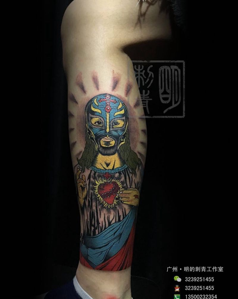 蒙面耶稣纹身图片