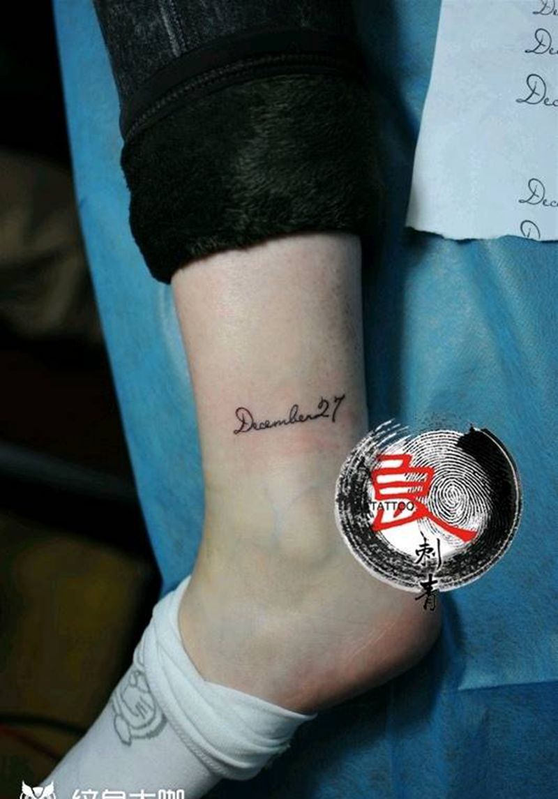 英文纹身图片_脚部清新字符原创成品纹身图案