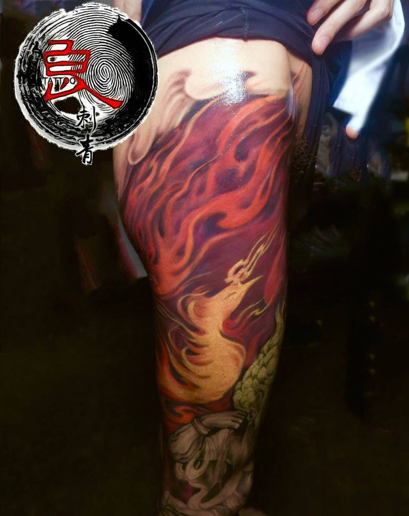 包全腿纹身图片