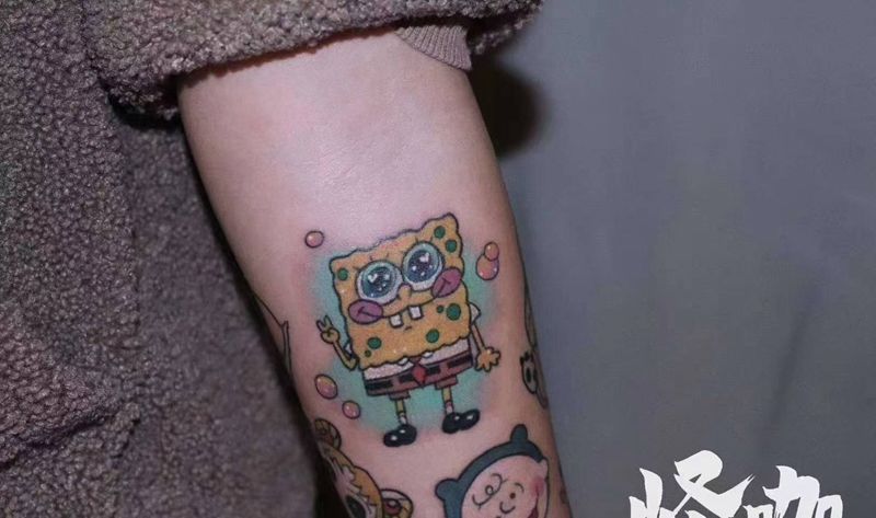 海绵宝宝纹身图片_New School纹身图案