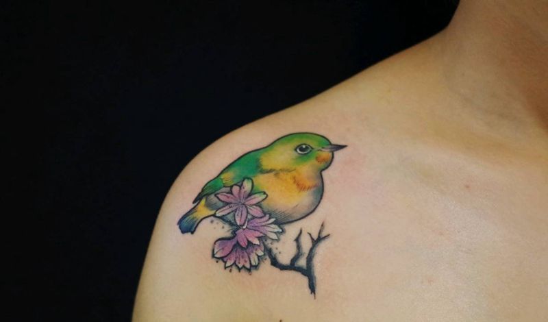 胖鸟纹身图片_胸部New School纹身图案