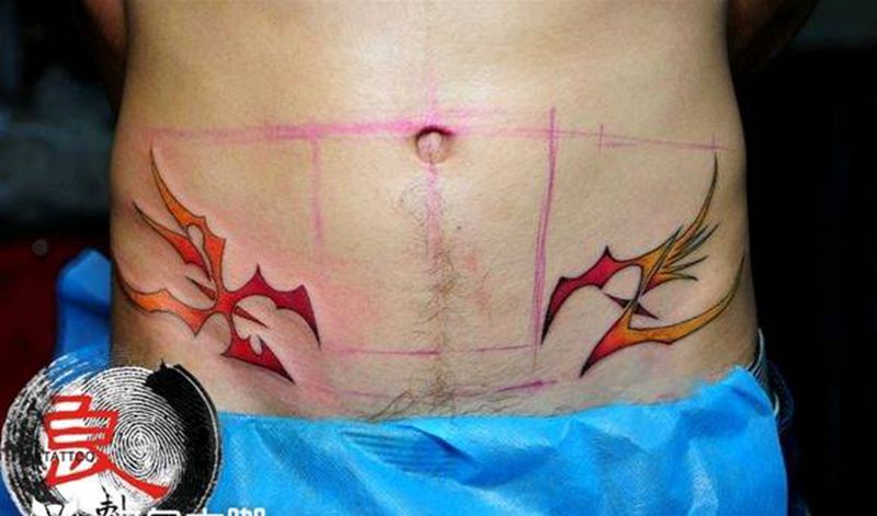 彩图腾纹身图片_欧美清新几何原创成品纹身图案