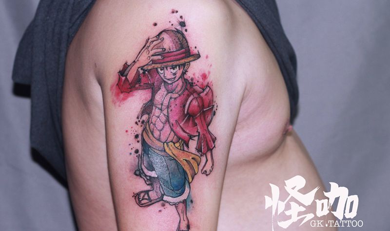 作品纹身图片_手臂水彩纹身图案