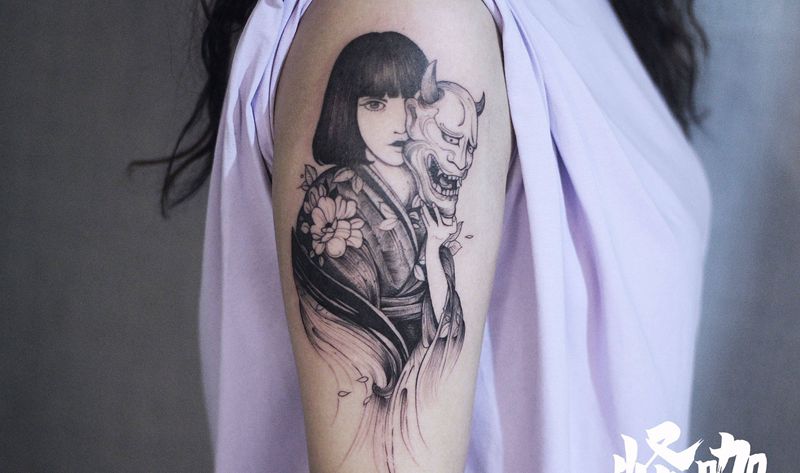 作品纹身图片_手臂点刺纹身图案