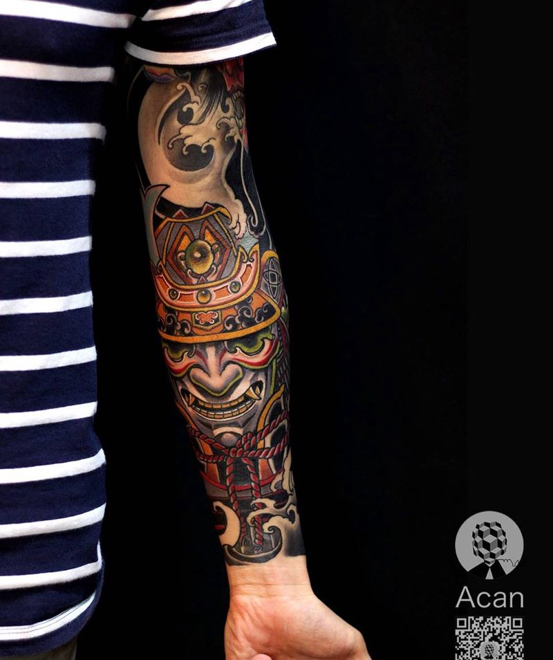 武士纹身图片_成品手臂传统原创纹身图案