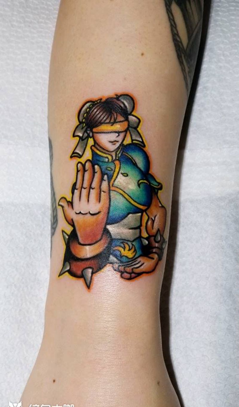 春丽纹身图片_手臂手部欧美人物成品纹身图案