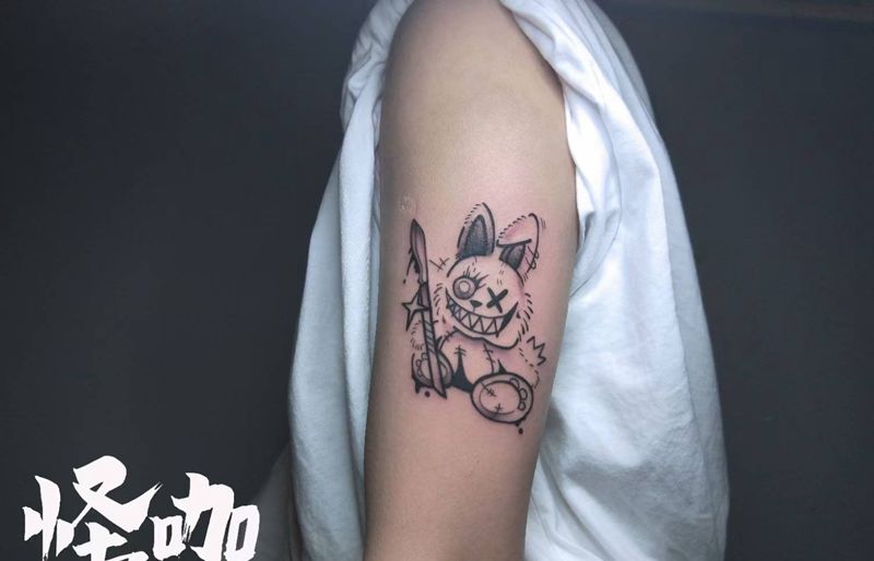 暗黑兔子纹身图片_手臂纹身图案