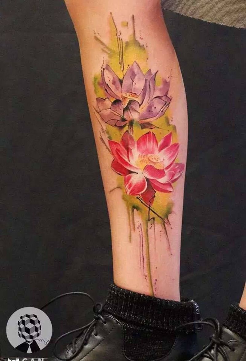 小作，莲花，出于污泥而不染。纹身图片