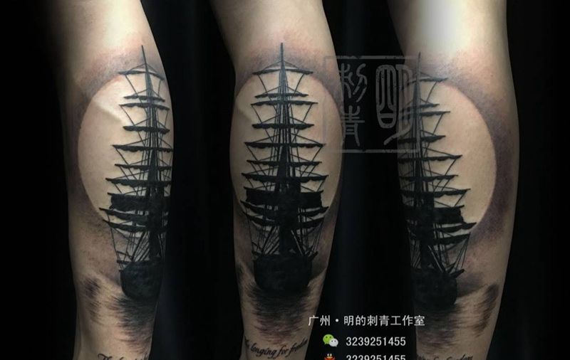 帆船纹身图片