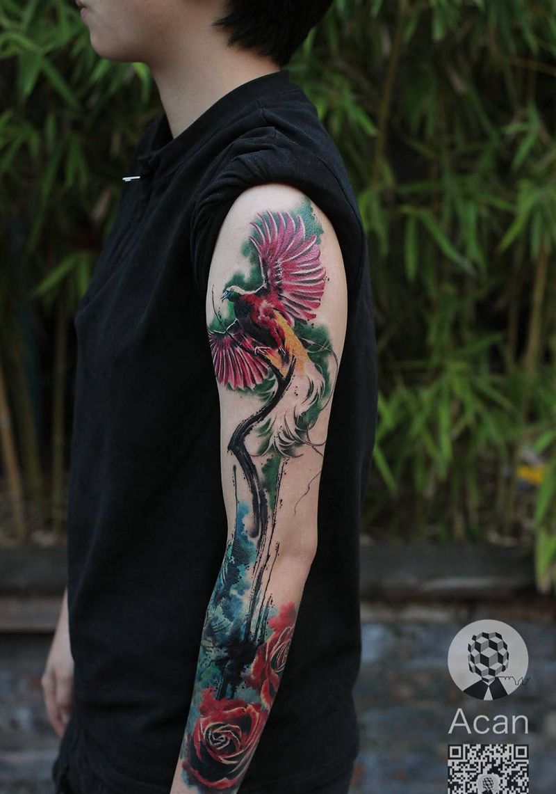 飞得更高纹身图片_成品手臂清新原创动物纹身图案