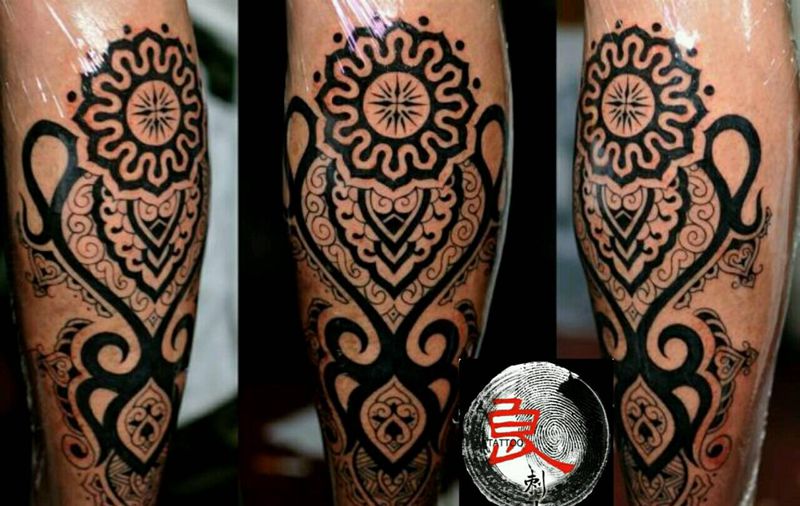 玛雅图腾纹身图片_背部手臂腿部几何图腾成品纹身图案