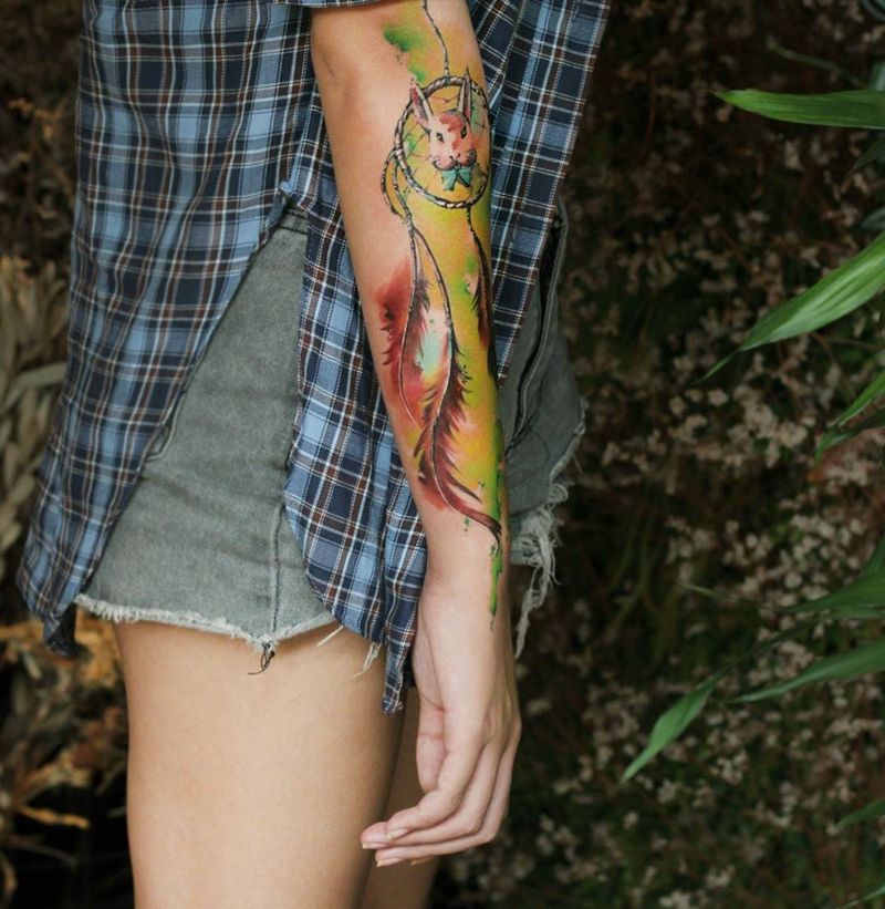 捕梦网纹身图片_成品手部清新原创纹身图案