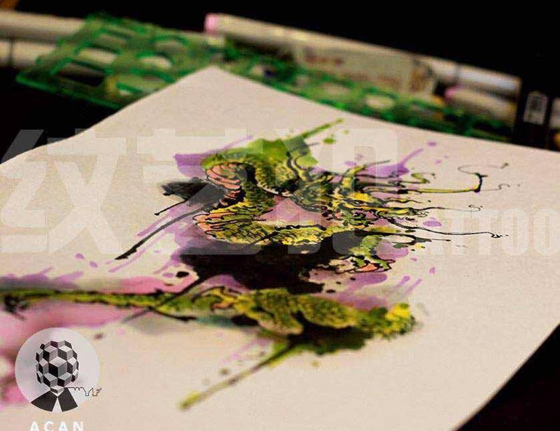 帮客人画的手稿，龙。纹身图片