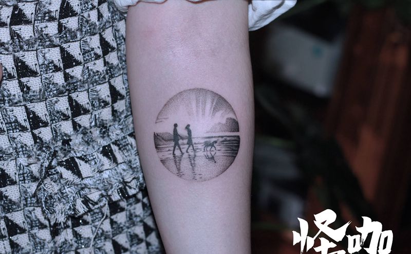 作品纹身图片_手臂点刺纹身图案