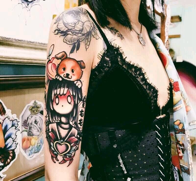 设计定制纹身图片_手臂New School宠物纹身图案